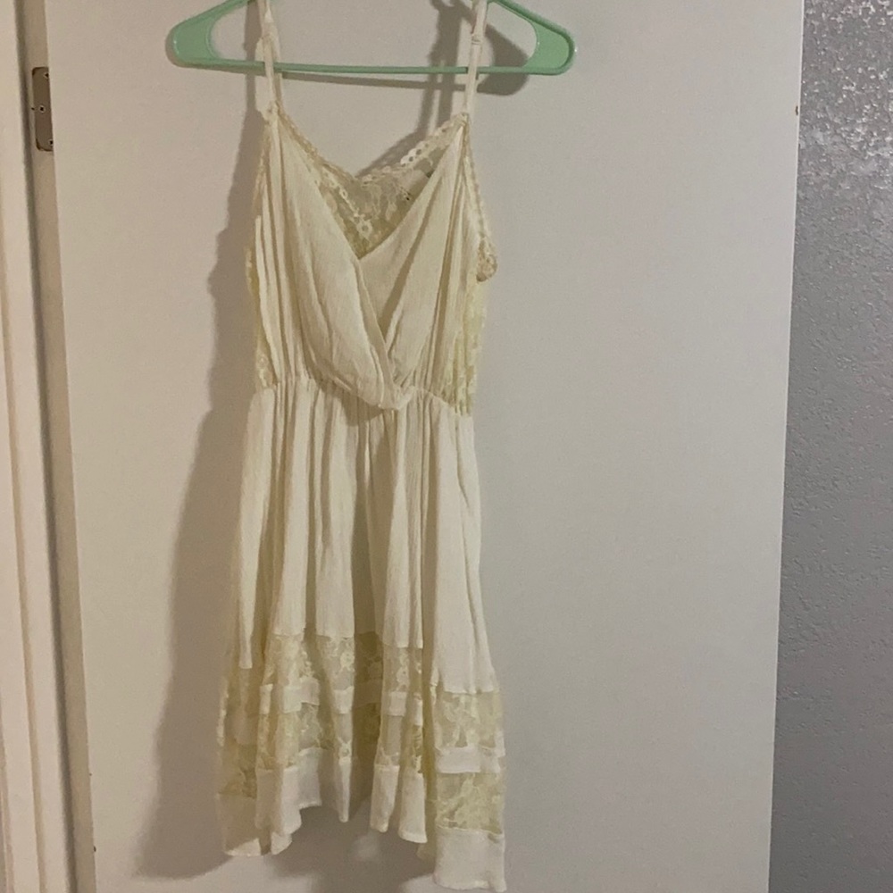 Cream adjustable spaghetti strap dress